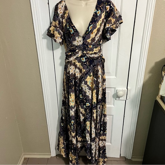 Abel the Label Gandhi Boho Flowy Floral Maxi Dress XS B2 - Picture 2 of 8